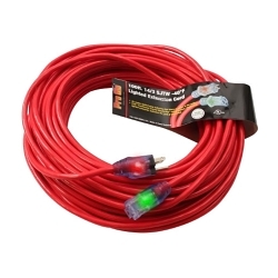 Pro Glo D17337100 Extension Cord, Electrical Ratings: 125 V, 13 A, 1625 W, 100 ft L Cord, (3) Conductors