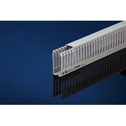 IBOCO T1E-1522G T1E Narrow Finger Wire Duct, Narrow Slot, 1-1/2 in W 2-1/4 in D, Rigid PVC