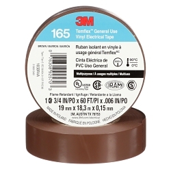 3M™ 7100169191 165 Tape, 60 ft L x 3/4 in W, 6 mil THK, Vinyl, Rubber Adhesive, PVC Backing, Brown