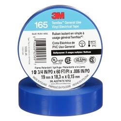 3M™ 7100169429 165 Multi-Purpose Tape, 60 ft L x 3/4 in W, 6 mil THK, Vinyl, Rubber Adhesive, PVC Backing, Blue