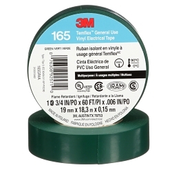 3M™ 7100169430 165 Multi-Purpose Tape, 60 ft L x 3/4 in W, 6 mil THK, Vinyl, Rubber Adhesive, PVC Backing, Green