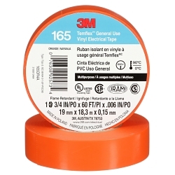 3M™ 7100169433 165 Multi-Purpose Tape, 60 ft L x 3/4 in W, 6 mil THK, Vinyl, Rubber Adhesive, PVC Backing, Orange