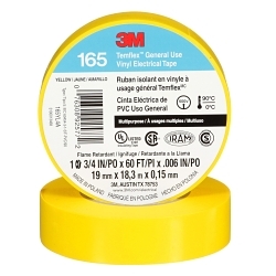 3M™ 7100169490 165 Multi-Purpose Tape, 60 ft L x 3/4 in W, 6 mil THK, Vinyl, Rubber Adhesive, PVC Backing, Yellow