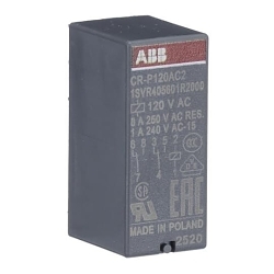 ABB 1SVR405601R2000 CR-P Pluggable Interface Relay, 8 A, 2CO 2 Form C DPDT Contact, 120 V AC V Coil