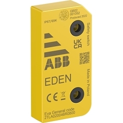 ABB 2TLA020046R0800 Eva Low Level EVA Actuator, For Use With Adam DYN/OSSD Sensors in the Eden Sensor Systems, IP69K, Yellow