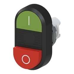 ABB MPD13-11B Modular Flush/Extended Non-Illuminated Double Push Button, 0.054 m W x 0.043 m D x 0.03 m H, Black/Green/Red