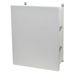 Allied Moulded AM2068L JIC Size Junction Box With Matching Cover, 20 in H x 16 in W x 8.13 in D, Flat/Hinged Solid/Opaque Cover, NEMA 4X NEMA Rating, ULTRAGUARD® Fiberglass Reinforced Polyester/Thermoset