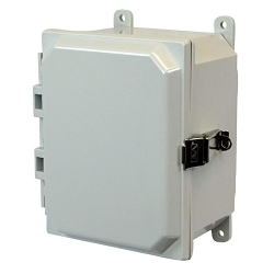 Allied Moulded Polyline® AMP1084L JIC Size Junction Box With Flush, Cover, 9.93 in H x 8.15 in W x 3.98 in D, Hinged Solid/Opaque Cover, NEMA 4X NEMA Rating, Polycarbonate/Thermoplastic