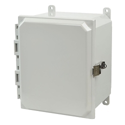 Allied Moulded Polyline® AMP1086L JIC Size Junction Box With Flush, Cover, 9.9 in H x 8.12 in W x 5.94 in D, Hinged Solid/Opaque Cover, NEMA 4X NEMA Rating, Polycarbonate/Thermoplastic