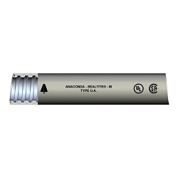 Anaconda Sealtite® 34202 Type UA Standard Liquid Tight Flexible Metal Conduit With Integral Bonding Wire, 3/8 in Trade, 0.484 to 0.504 in ID x 0.69 to 0.71 in OD, 100 ft Carton L, Thermoplastic PVC/Steel