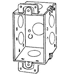 Appleton® 222 Square Corner Gangable Switch Box, Steel, 12.5 cu-in Capacity, 1 Gangs, 7 Knockouts