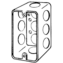 Appleton® 4CS-1/2 Handy Box With Knockouts, Steel, 13 cu-in, 1 Gang , 10 Outlets, 10 Knockouts