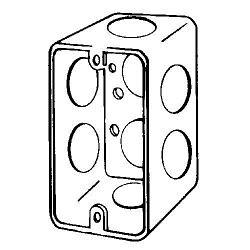 Appleton® 4CS-3/4 Handy Box With Knockouts, Steel, 13 cu-in, 1 Gang , 7 Outlets, 7 Knockouts