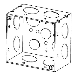 Appleton® 4SD-1 Square Box, Steel, 30.3 cu-in Capacity, (13) Outlets, (13) Knockouts, 4 in H x 4 in W x 2-1/8 in D