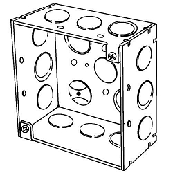 Appleton® 4SD-EK Square Box, Steel, 30.3 cu-in Capacity, (16) Outlets, (16) Knockouts, 4 in H x 4 in W x 2-1/8 in D