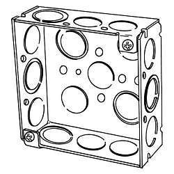 Appleton® 4SEK Square Box, Steel, 21 cu-in Capacity, (16) Outlets, (16) Knockouts, 4 in H x 4 in W x 1-1/2 in D