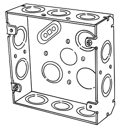Appleton® 4SJ-EK Square Box, Steel, 29.5 cu-in Capacity, (14) Outlets, (14) Knockouts, 4-11/16 in H x 4-11/16 in W x 1-1/2 in D