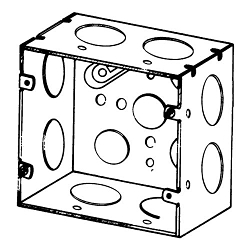 Appleton® 4SJD-1 Square Box, Steel, 42 cu-in Capacity, (12) Outlets, (12) Knockouts, 4-11/16 in H x 4-11/16 in W x 2-1/8 in D
