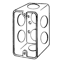 Appleton® 4SSL3/4-DR Handy Box With Conduit Knockout, Steel, 14.5 cu-in, 7 Outlets, 7 Knockouts