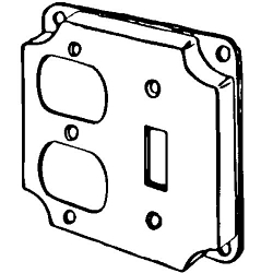 Appleton® ETP™ 8375N Raised Square Box Cover, 4 in L x 4 in W x 1/2 in D, Duplex Receptacle/Toggle Switch Cover, Steel