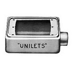 Appleton® UNILETS™ FS150 Type FS Heavy Duty Shallow Device Box With Internal Ground Screw, Malleable Iron, 25 cu-in Capacity, 1 Gangs, 1 Outlets, 1 Knockouts, 4.56 in H x 2.81 in W x 2 in D