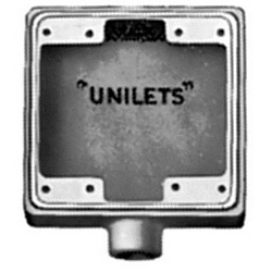 Appleton® UNILETS™ FS2100 Type FS Heavy Duty Shallow Device Box With Internal Ground Screw, Malleable Iron, 32 cu-in Capacity, 2 Gangs, 1 Outlets, 1 Knockouts, 4.63 in H x 4.63 in W x 2 in D