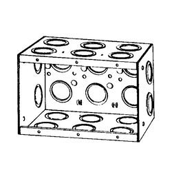 O-Z/Gedney M3-350 Non-Gangable Masonry Box, Steel, 66 cu-in, 3 Gangs, 22 Outlets, 22 Knockouts