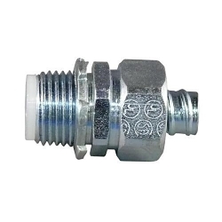 Appleton® STB-100 Liquid Tight Oiltight Raintight Conduit Connector With Insulated Throat, 1 in Trade, Straight, Steel, Zinc Electroplated