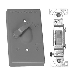 Appleton® ETP™ WCT115 Weatherproof Outlet Box Cover, 4.58 in L x 2.82 in W, Toggle Switch Cover, Die Cast Aluminum