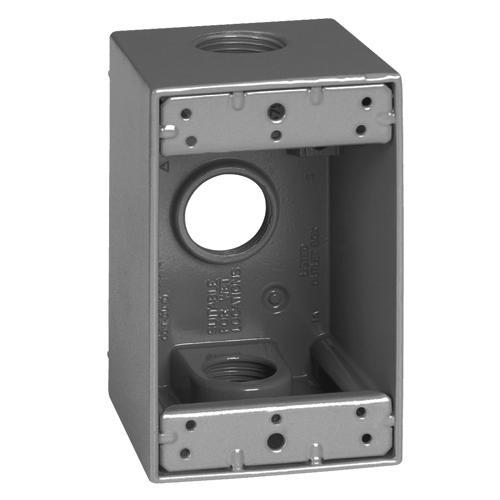 Appleton® ETP™ WDM175 Weatherproof Outlet Box, Die Cast Aluminum, 25.5 cu-in, 1 Gang, 3 Outlets, 4.56 in H x 2.81 in W x 2.63 in D
