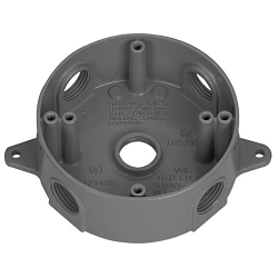 Appleton® ETP™ WRX50 Weatherproof Round Box, Die Cast Zinc, 16 cu-in, 5 Outlets, 5.51 in W x 1.62 in D