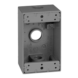 Appleton® ETP™ WSM150 Weatherproof Outlet Box, Die Cast Aluminum, 18.3 cu-in, 1 Gang, 3 Outlets, 4.56 in H x 2.81 in W x 2 in D
