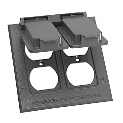 Appleton® ETP™ WVDD2 Self-Closing Weatherproof Outlet Box Cover, 4.53 in L x 4.53 in W, Duplex Receptacle/Switch Cover, Die Cast Aluminum