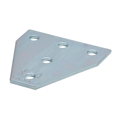 B-Line B532ZN Flat Tee Gusset Plate, 5 Holes, 5-3/8 in L x 5-3/8 in W x 1/4 in THK, Strip Steel