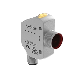 Banner Engineering Q4XTBLAF100-Q8 Q4X Laser Distance Sensor, Rectangle Shape, 25 to 100 mm, Red Laser Sensing Beam, 1.5 ms Response, NPN/PNP Output