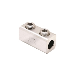 BURNDY® AMS350 Dual Rated Non-Insulated Mechanical Splicer/Reducer Connector, 6 AWG to 350 kcmil Solid/Stranded Aluminum/Copper Conductor, 4 Screws, Aluminum