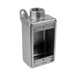 Calbriteâ„¢ S60700FD00 Type FD Weatherproof Conduit Device Box, 316 Stainless Steel, 25 cu-in Capacity, 1 Gangs, 5.28 in L x 2.83 in W x 2.5 in H