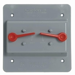 Carlon® E9G2SSN Double Toggle Non-Metallic Weatherproof Switch Box Cover, 4.85 in L x 4.85 in W x 1.84 in D