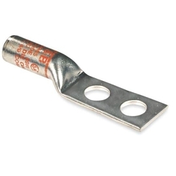 Color-Keyed® 54482 54400 2-Hole High Voltage Non-Insulated Compression Lug With Peep Hole, 350 kcmil Copper Conductor, Die Code: 71R, 1/2 in Stud, Copper