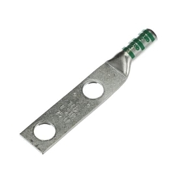 Color-Keyed® 54857BE 54800 2-Hole Non-Insulated Compression Lug, 1 AWG Copper Conductor, Die Code: 37, 1/2 in Stud, Copper