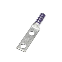 Color-Keyed® 54866BE 54800 2-Hole Non-Insulated Compression Lug, 4/0 AWG Copper Conductor, Die Code: 54, 1/2 in Stud, Copper