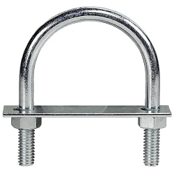 Dottie® U200 U-Bolt With (2) Hex Nut and Plate, 2 in Pipe, 5/16 in, 3-3/16 in L Inside, Zinc Plated, Low Carbon Steel