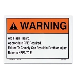 E-Z Code® LB94913 Self-Sticking Safety Label, 3-1/2 in L x 5 in W, WARNING Arc Flash Hazard Legend, Black on Orange, Polyester, 25 per Pack Labels