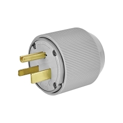 EATON Arrow Hart™ AutoGrip™ Eaton Wiring Devices 5710N Straight Blade Plug, 250 VAC, 50 A, 2 Poles, 3 Wires, Gray