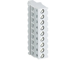 ABB TA563-9 S500-eCo Terminal block. Screw front, Cable side. 9-pole. Minimum order qty. 6. Order multiple of 6..
