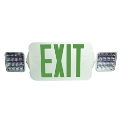 FULHAM® FireHorse™ FHEC33WR Combination Emergency Light and Exit Sign, LED Lamp, 120/277 VAC, White Housing, On Legend