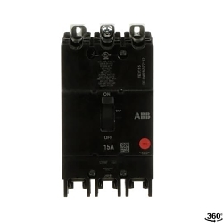 GE TEY315 Compact Lighting Panel Circuit Breaker With Copper/Aluminum Load Lug, 120/240/277 V AC, 15 A, 65/14 kA Interrupt, 3 Poles, Thermal Magnetic Trip