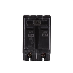 GE Q-Line® THQL2120 Type THQL Molded Case Circuit Breaker, 120/240 V AC, 20 A, 10 kA Interrupt, 2 Poles, Thermal Magnetic Trip