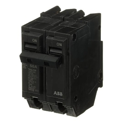 GE Q-Line® THQL2150 Type THQL Molded Case Circuit Breaker, 120/240 VAC, 50 A, 10 kA Interrupt, 2 Poles, Thermal Magnetic Trip