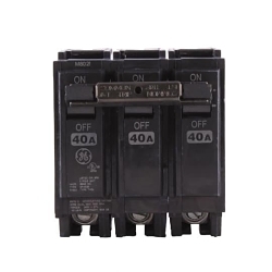 GE Q-Line® THQL32040 Type THQL Molded Case Circuit Breaker, 120/240 V AC, 40 A, 10 kA Interrupt, 3 Poles, Thermal Magnetic Trip